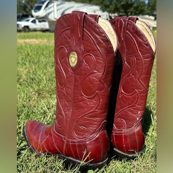 White Diamonds Eel Skin and Goat Leather Cowboy Western Boots Men's Size 6.5 EE - Picture 5 of 12